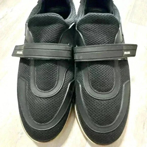 Prada Mens Cloudbust Sneakers Size US 7 UK  37.5 Black Gold Nylon Strap Trainers - Picture 5 of 11